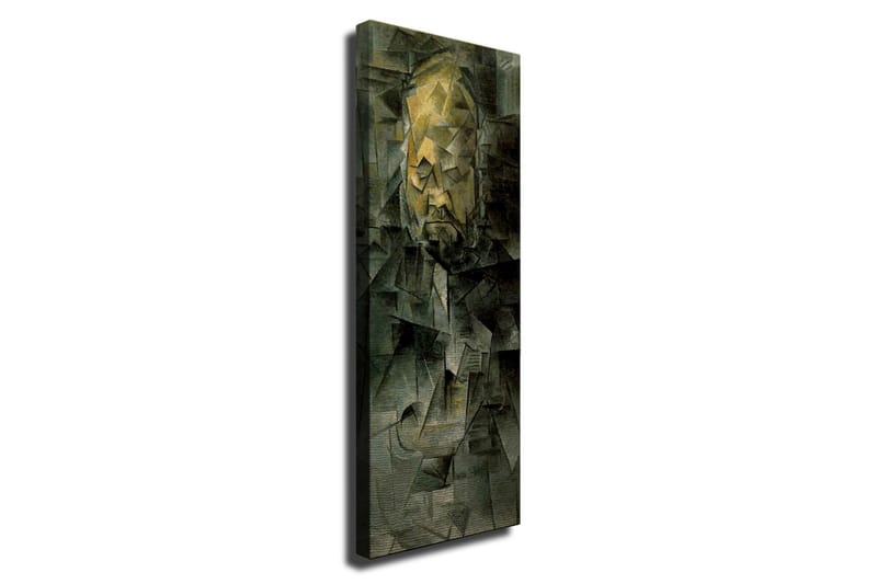 Lerretsbilde - Abstrakt portrett med geometriske former, Mørk grønn / Gul / Grå