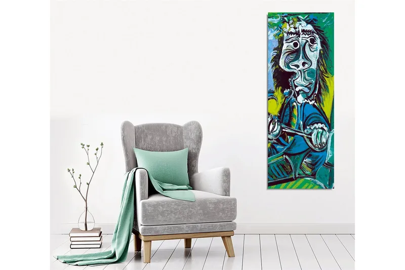 Lerretsbilde - Abstrakt portrett av en mann med instrumenter - Grønn / Blå / Svart - Interiør - Maleri & posters - Lerretsbilder