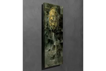 Lerretsbilde - Abstrakt portrett med geometriske former - Mørk grønn / Gul / Grå - Interiør - Maleri & posters - Lerretsbilder