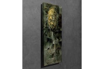 Lerretsbilde - Abstrakt portrett med geometriske former - Mørk grønn / Gul / Grå - Interiør - Maleri & posters - Lerretsbilder