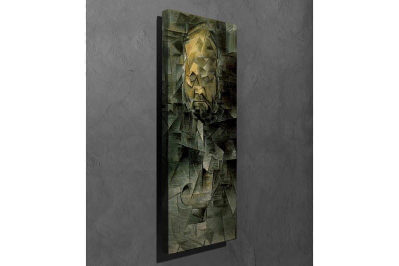 Lerretsbilde - Abstrakt portrett med geometriske former - Mørk grønn / Gul / Grå - Interiør - Maleri & posters - Lerretsbilder