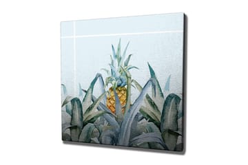 Lerretsbilde - Ananas omgitt av grønne planter - Grønn / Gul / Blå - Interiør - Maleri & posters - Lerretsbilder