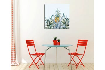 Lerretsbilde - Ananas omgitt av grønne planter - Grønn / Gul / Blå - Interiør - Maleri & posters - Lerretsbilder