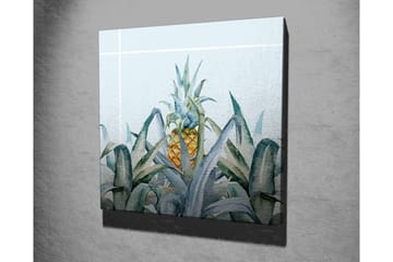 Lerretsbilde - Ananas omgitt av grønne planter - Grønn / Gul / Blå - Interiør - Maleri & posters - Lerretsbilder