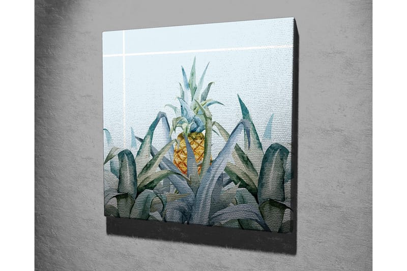 Lerretsbilde - Ananas omgitt av grønne planter - Grønn / Gul / Blå - Interiør - Maleri & posters - Lerretsbilder