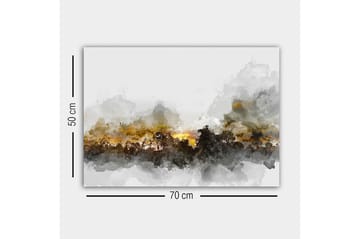 Lerretsbilde - Atmosfærisk landskapsbilde med silhuetter av trær mot en dramatisk himmel - Grå / Brun / Svart - Interiør - Maleri & posters - Lerretsbilder