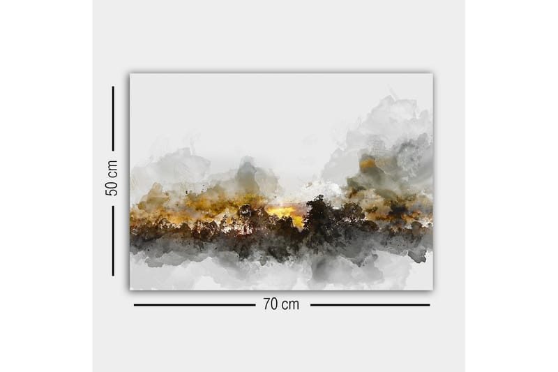 Lerretsbilde - Atmosfærisk landskapsbilde med silhuetter av trær mot en dramatisk himmel - Grå / Brun / Svart - Interiør - Maleri & posters - Lerretsbilder