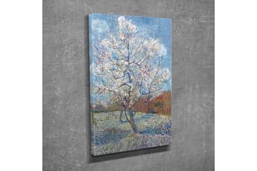 Lerretsbilde - Blomstrende kirsebærtrær i vårlandskap - Hvit / Lys blå / Grønn - Interiør - Maleri & posters - Lerretsbilder