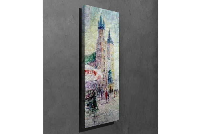 Lerretsbilde - Bybilde med historiske bygninger og mennesker i bevegelse - Lys blå / Beige / Grønn - Interiør - Maleri & posters - Lerretsbilder