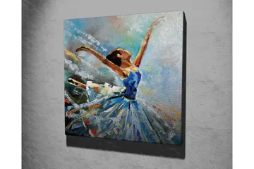 Lerretsbilde - Dansende ballerina i en blå kjole - Blå / Hvit / Oransje - Interiør - Maleri & posters - Lerretsbilder