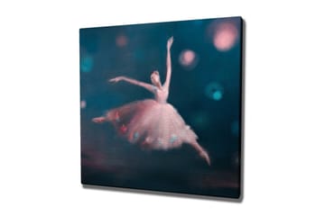 Lerretsbilde - Dansende ballerina i en drømmeaktig atmosfære - Blå / Rosa / Hvit - Interiør - Maleri & posters - Lerretsbilder