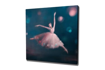 Lerretsbilde - Dansende ballerina i en drømmeaktig atmosfære - Blå / Rosa / Hvit - Interiør - Maleri & posters - Lerretsbilder