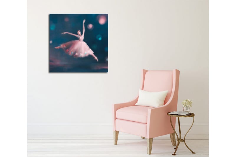 Lerretsbilde - Dansende ballerina i en drømmeaktig atmosfære - Blå / Rosa / Hvit - Interiør - Maleri & posters - Lerretsbilder