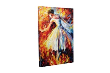 Lerretsbilde - Dansende ballerina i et fargerikt miljø - Rød / Gul / Hvit - Interiør - Maleri & posters - Lerretsbilder