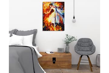 Lerretsbilde - Dansende ballerina i et fargerikt miljø - Rød / Gul / Hvit - Interiør - Maleri & posters - Lerretsbilder