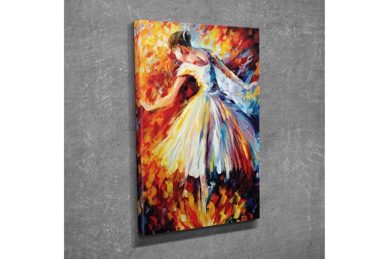 Lerretsbilde - Dansende ballerina i et fargerikt miljø - Rød / Gul / Hvit - Interiør - Maleri & posters - Lerretsbilder