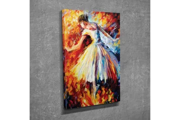 Lerretsbilde - Dansende ballerina i et fargerikt miljø - Rød / Gul / Hvit - Interiør - Maleri & posters - Lerretsbilder