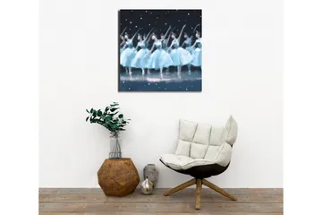 Lerretsbilde - Dansende ballerinaer i lyseblå kjoler - Lyseblå / Svart / Hvit - Interiør - Maleri & posters - Lerretsbilder