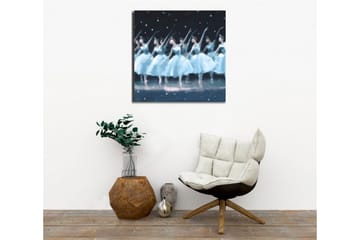 Lerretsbilde - Dansende ballerinaer i lyseblå kjoler - Lyseblå / Svart / Hvit - Interiør - Maleri & posters - Lerretsbilder