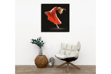 Lerretsbilde - Dansende figur i rød kjole - Rød / Beige / Svart - Interiør - Maleri & posters - Lerretsbilder