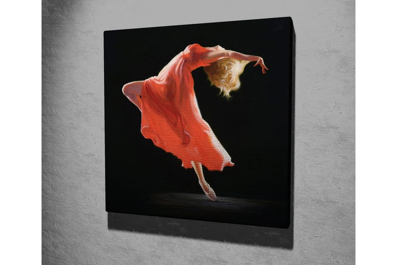Lerretsbilde - Dansende figur i rød kjole - Rød / Beige / Svart - Interiør - Maleri & posters - Lerretsbilder