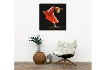 Lerretsbilde - Dansende figur i rød kjole - Rød / Beige / Svart - Interiør - Maleri & posters - Lerretsbilder