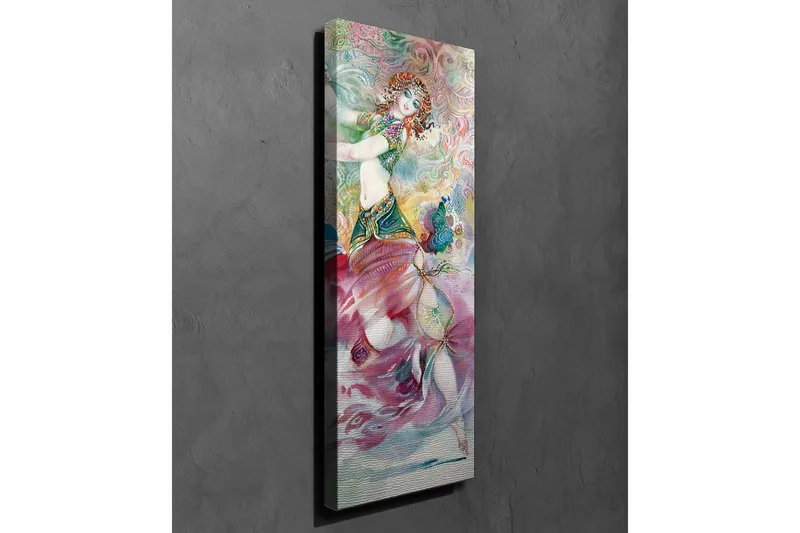 Lerretsbilde - Dansende kvinne i fargerikt kostyme med detaljerte mønstre - Rosa / Turkis / Grønn - Interiør - Maleri & posters - Lerretsbilder