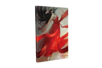 Lerretsbilde - Dansende kvinne i rød kjole med flagrende bånd - Rød / Beige / Svart - Interiør - Maleri & posters - Lerretsbilder