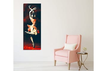 Lerretsbilde - Dansende kvinne i rød kjole - Rød / Svart / Beige - Interiør - Maleri & posters - Lerretsbilder