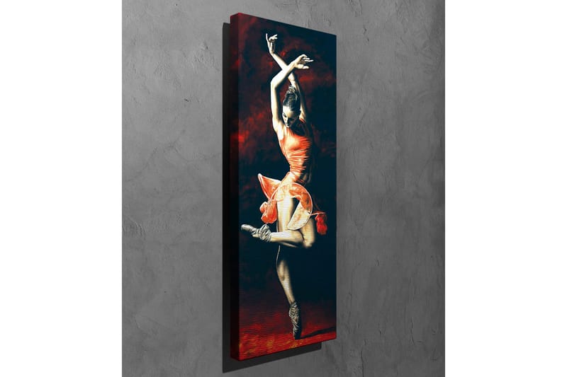 Lerretsbilde - Dansende kvinne i rød kjole - Rød / Svart / Beige - Interiør - Maleri & posters - Lerretsbilder