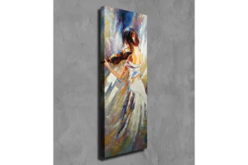 Lerretsbilde - Dansende kvinne med fiolin - Hvit / Beige / Blå - Interiør - Maleri & posters - Lerretsbilder