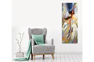 Lerretsbilde - Dansende kvinne med fiolin - Hvit / Beige / Blå - Interiør - Maleri & posters - Lerretsbilder