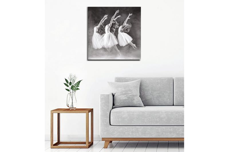 Lerretsbilde - Dansende kvinner i hvite kjoler - Hvit / Svart / Grå - Interiør - Maleri & posters - Lerretsbilder