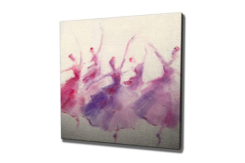 Lerretsbilde - Dansende silhuetter i myke pastellfarger, Lilla / Rosa / Hvit