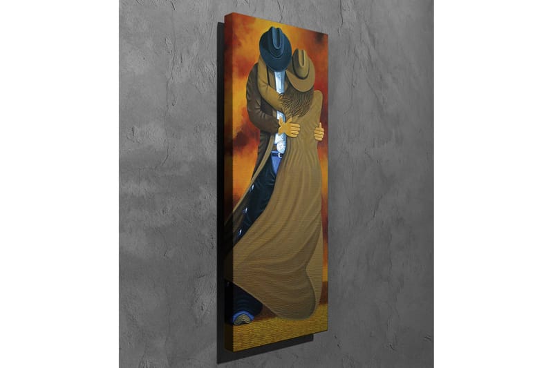 Lerretsbilde - Dansende par i cowboyklær - Brun / Oransje / Svart - Interiør - Maleri & posters - Lerretsbilder