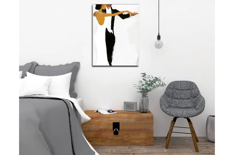 Lerretsbilde - Dansende par i elegant stil - Svart / Hvit / Gyllen - Interiør - Maleri & posters - Lerretsbilder