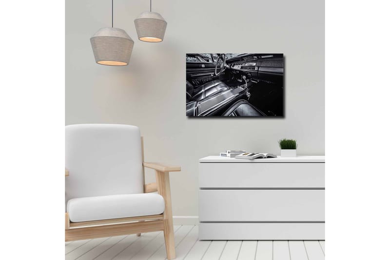 Lerretsbilde - Detaljert interiør i en klassisk bil - Svart / Grå - Interiør - Maleri & posters - Lerretsbilder