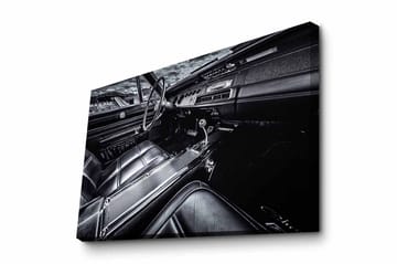 Lerretsbilde - Detaljert interiør i en klassisk bil - Svart / Grå - Interiør - Maleri & posters - Lerretsbilder