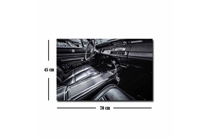 Lerretsbilde - Detaljert interiør i en klassisk bil - Svart / Grå - Interiør - Maleri & posters - Lerretsbilder