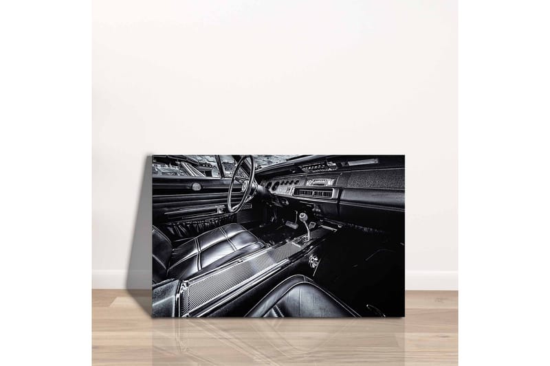 Lerretsbilde - Detaljert interiør i en klassisk bil - Svart / Grå - Interiør - Maleri & posters - Lerretsbilder