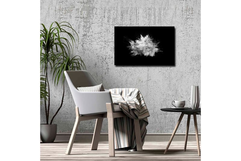 Lerretsbilde - Dramatisk pulversky som eksploderer mot svart bakgrunn - Hvit / Svart - Interiør - Maleri & posters - Lerretsbilder