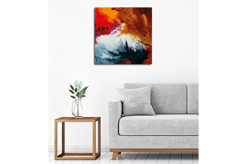 Lerretsbilde - Dynamisk abstrakt komposisjon med sterke farger - Rød / Svart / Oransje - Interiør - Maleri & posters - Lerretsbilder