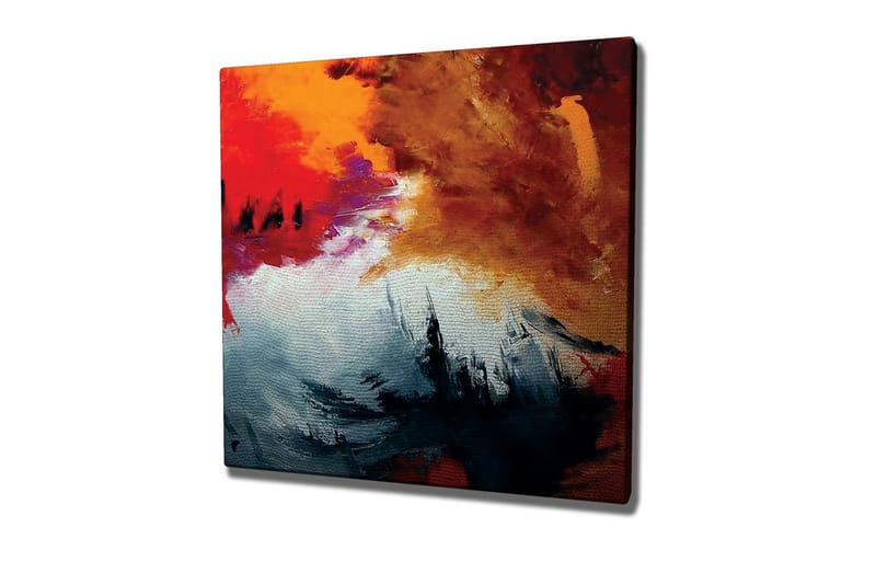 Lerretsbilde - Dynamisk abstrakt komposisjon med sterke farger, Rød / Svart / Oransje