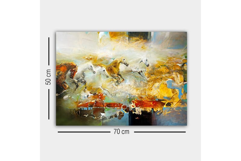 Lerretsbilde - Dynamisk gruppe galopperende hester - Gull / Hvit / Brun - Interiør - Maleri & posters - Lerretsbilder