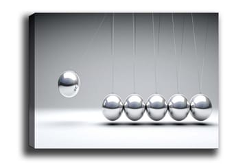 Lerretsbilde - Dynamisk komposisjon av svingende baller i metallisk finish - Sølv / Grå - Interiør - Maleri & posters - Lerretsbilder