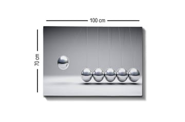 Lerretsbilde - Dynamisk komposisjon av svingende baller i metallisk finish - Sølv / Grå - Interiør - Maleri & posters - Lerretsbilder