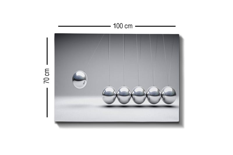 Lerretsbilde - Dynamisk komposisjon av svingende baller i metallisk finish - Sølv / Grå - Interiør - Maleri & posters - Lerretsbilder