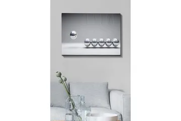 Lerretsbilde - Dynamisk komposisjon av svingende baller i metallisk finish - Sølv / Grå - Interiør - Maleri & posters - Lerretsbilder