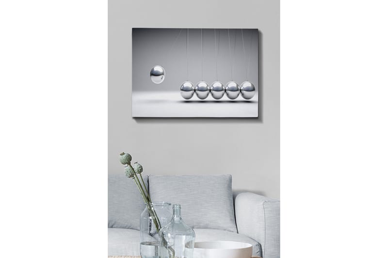 Lerretsbilde - Dynamisk komposisjon av svingende baller i metallisk finish - Sølv / Grå - Interiør - Maleri & posters - Lerretsbilder