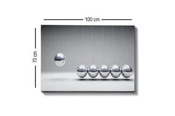 Lerretsbilde - Dynamisk komposisjon av svingende baller i metallisk finish - Sølv / Grå - Interiør - Maleri & posters - Lerretsbilder
